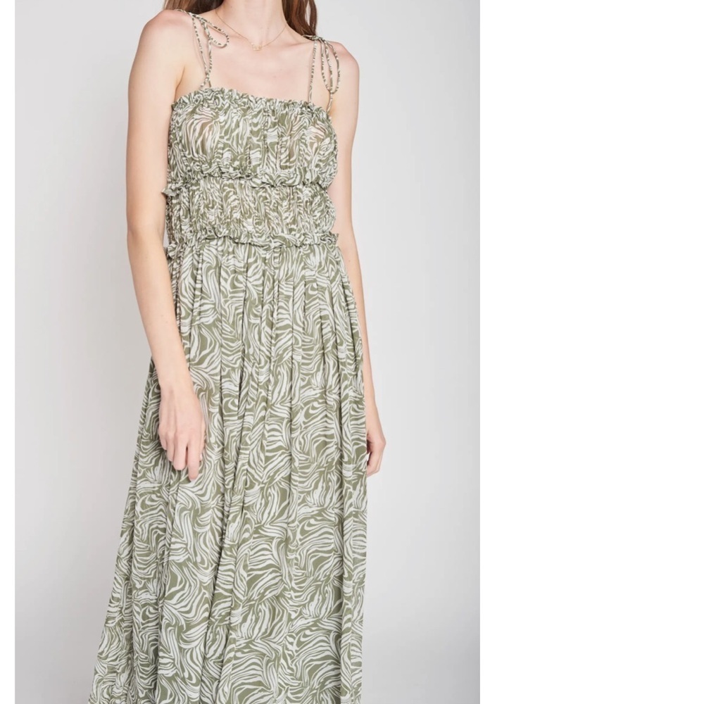 Tuckernuck En Saison SOLE ABSTRACT PRINT MIDI SUNDRESS IN SAGE Size M